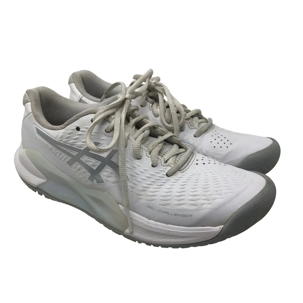 Asics Gel-Challenger 13 Tennis Shoes Womens 7.5 White Silver Breathable Workout